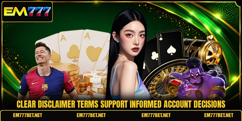 Clear disclaimer terms support informed account decisions