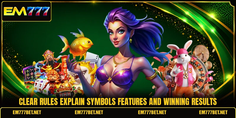 Clear rules explain symbols features and winning results