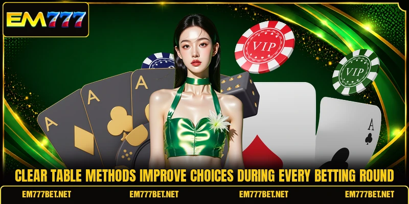 Clear table methods improve choices during every betting round