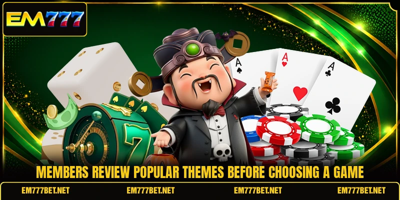 Members review popular themes before choosing a game
