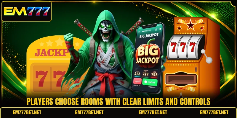 Players choose rooms with clear limits and controls