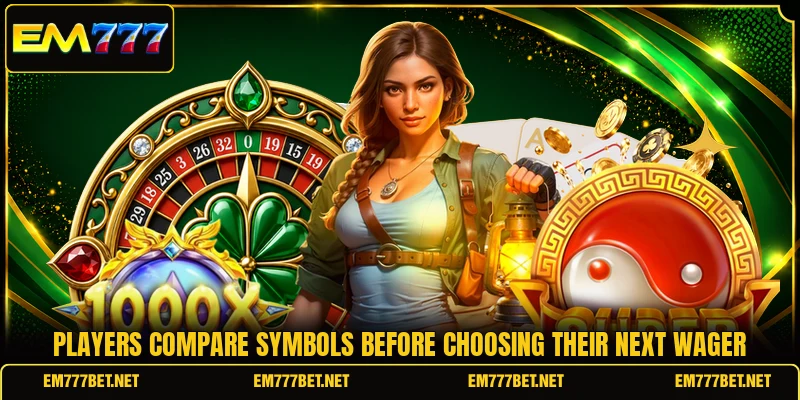 Players compare symbols before choosing their next wager