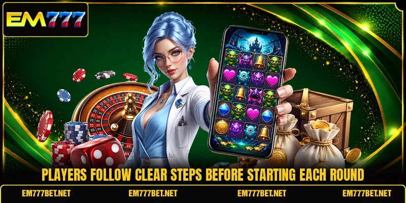 Players follow clear steps before starting each round