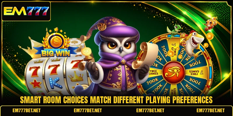 Smart room choices match different playing preferences