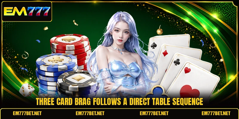 Three Card Brag follows a direct table sequence